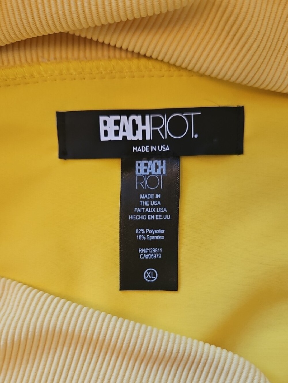 Beach Riot Yellow Ribbed Swim Top Size Xl - Picture 2 of 4